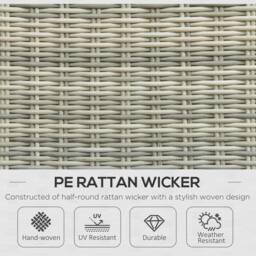 OUTSUNNY Recliner Rattan Garden Furniture w/ Two-tier Glass Top Table & Cushions, Grey - thumbnail 4