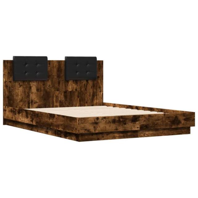 Berkfield Home Soft Bed Frame without Mattress Smoked Oak 120x190 cm Small Double in Brown - image 1