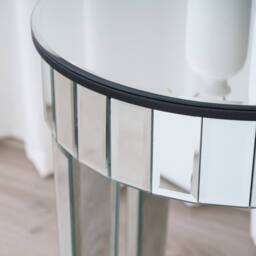 Comfy Living Ltd Circular Mirrored Side Table Chrome Finish in Silver - thumbnail 2
