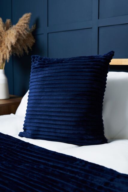 BHS Luxury Ribbon Velvet Cushion in Navy - Size: 45 cm x 45 cm - image 1