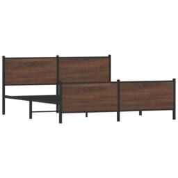 Berkfield Home Metal Bed Frame without Mattress Brown Oak 180x200 cm Super King - thumbnail 5