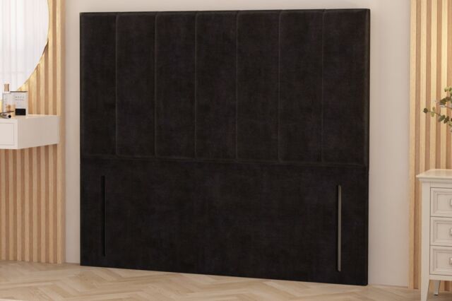 "Somnior Austin Plush Velvet 54"" Floor Standing Upholstered Divan Headboard in Black - Size: Single" - image 1