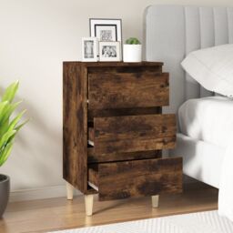 Berkfield Home Bedside Cabinet Smoked Oak 40x35x70 cm Engineered Wood in Brown - Size: 40 x 35 x 70 cm - thumbnail 3