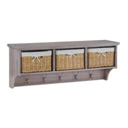 Statement Furniture Tetbury Acacia Wood Coat Rack / Shelf with Storage Baskets - Large in Brown - thumbnail 1