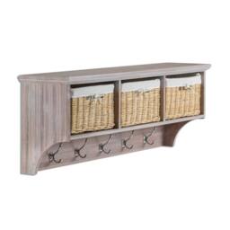 Statement Furniture Tetbury Acacia Wood Coat Rack / Shelf with Storage Baskets - Large in Brown - thumbnail 5
