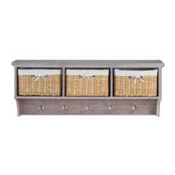 Statement Furniture Tetbury Acacia Wood Coat Rack / Shelf with Storage Baskets - Large in Brown - thumbnail 3