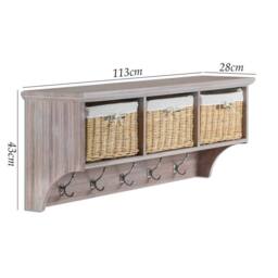 Statement Furniture Tetbury Acacia Wood Coat Rack / Shelf with Storage Baskets - Large in Brown - thumbnail 2