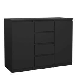 Wyld Haus Budapest Matt Black Sideboard 4 Drawers 2 Doors Laminated Board - thumbnail 3