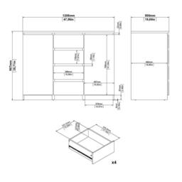Wyld Haus Budapest Matt Black Sideboard 4 Drawers 2 Doors Laminated Board - thumbnail 9