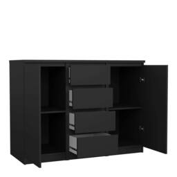 Wyld Haus Budapest Matt Black Sideboard 4 Drawers 2 Doors Laminated Board - thumbnail 6