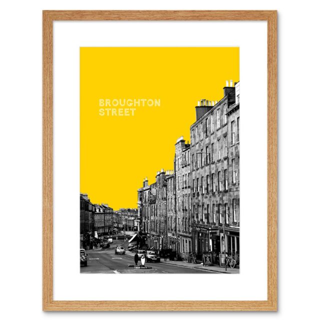 "Artery8 Wall Art Print Edinburgh Broughton Street Yellow Framed 9X7 in Beige - Size: W7"" x H9""" - image 1
