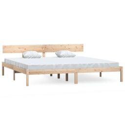 Berkfield Home Bed Frame Solid Wood Pine 180x200 cm Super King Size in Brown - thumbnail 2