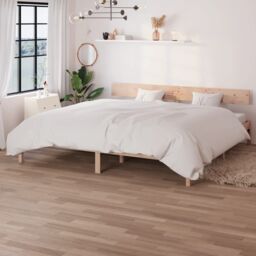Berkfield Home Bed Frame Solid Wood Pine 180x200 cm Super King Size in Brown - thumbnail 1