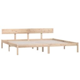 Berkfield Home Bed Frame Solid Wood Pine 180x200 cm Super King Size in Brown - thumbnail 3