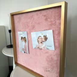 nielsen Memo Board with Fluffy Fabric Pin Board & Gold Frame in Pink - thumbnail 3