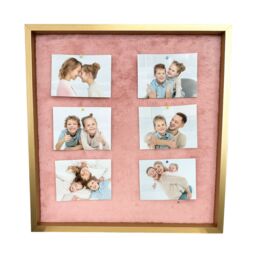 nielsen Memo Board with Fluffy Fabric Pin Board & Gold Frame in Pink