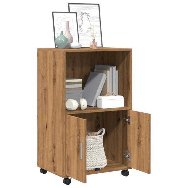 Berkfield Home Rolling¬†Cabinet Artisian Oak 55x40x91 cm Engineered Wood in Brown - Size: 55 x 40 x 91 cm - image 1