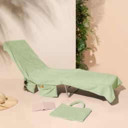 OHS Beach Towel Bag Microfibre Quick Dry Absorbent Bath Large Travel Spa in Pale Green - thumbnail 2