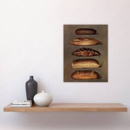 "Artery8 Baked Bread Loaves Vintage Wall Art Print Poster in Brown - Size: W18"" x H24""" - thumbnail 4