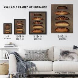"Artery8 Baked Bread Loaves Vintage Wall Art Print Poster in Brown - Size: W18"" x H24""" - thumbnail 3