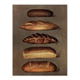 "Artery8 Baked Bread Loaves Vintage Wall Art Print Poster in Brown - Size: W18"" x H24""" - thumbnail 1
