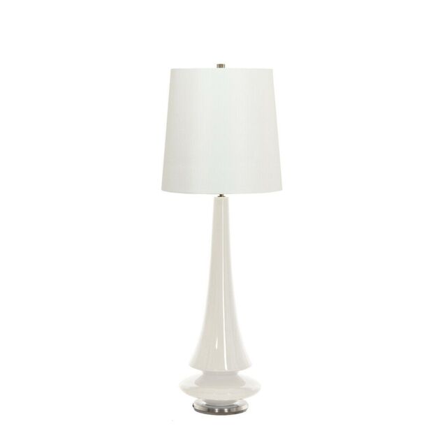Loops Table Lamp Polar White Glaze White Faux Silk Shade White LED E27 60W