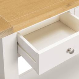 Home Source Melbourne 2 Storage Drawers Hallway Console Table Solid Wooden Oak Top in White - thumbnail 4