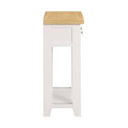 Home Source Melbourne 2 Storage Drawers Hallway Console Table Solid Wooden Oak Top in White - thumbnail 6