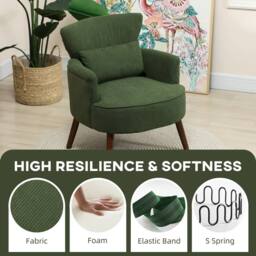 HOMCOM Armchair with Padded Seat & Backrest for Living Room, Green - thumbnail 4