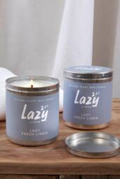 Lazy Linen Gold, Laziness & Myrrh Candle Metal Tin Refills Twin Pack in Light Blue