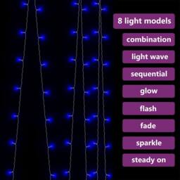 Berkfield Home LED Curtain Fairy Lights 3x3m 300 LED Blue 8 Function - thumbnail 5
