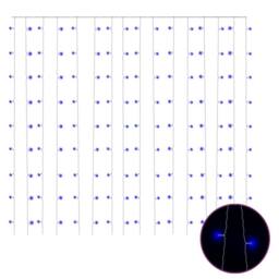 Berkfield Home LED Curtain Fairy Lights 3x3m 300 LED Blue 8 Function - thumbnail 2