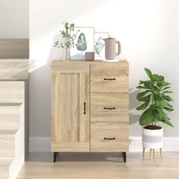 Berkfield Home Sideboard Sonoma Oak 69.5x34x90 cm Engineered Wood in Brown - thumbnail 1