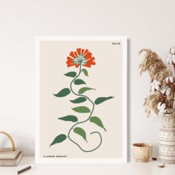 ARTZE Orange & Green Fruit Flower Market Minimalist Framed Print SIZE: A3 with White Frame - Size: A4 - thumbnail 2