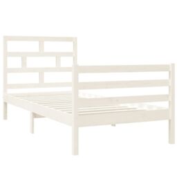 Berkfield Home Bed Frame White 90x190 cm Single Solid Wood - thumbnail 3