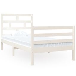 Berkfield Home Bed Frame White 90x190 cm Single Solid Wood - thumbnail 2