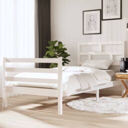Berkfield Home Bed Frame White 90x190 cm Single Solid Wood - thumbnail 1