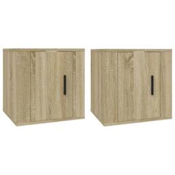 Berkfield Home Wall Mounted TV Cabinets 2 pcs Sonoma Oak 40x34.5x40 cm in Light Brown - thumbnail 3