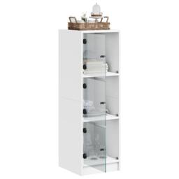 Berkfield Home Highboard with Glass Doors White 35x37x109 cm - Size: 35 x 37 x 109 cm - thumbnail 5