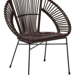Wyld and Coco Acapulco Rattan Armchair Brown Wicker with Black Metal Legs - thumbnail 2