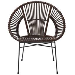 Wyld and Coco Acapulco Rattan Armchair Brown Wicker with Black Metal Legs - thumbnail 3
