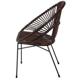 Wyld and Coco Acapulco Rattan Armchair Brown Wicker with Black Metal Legs - thumbnail 5