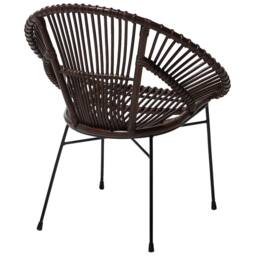 Wyld and Coco Acapulco Rattan Armchair Brown Wicker with Black Metal Legs - thumbnail 7