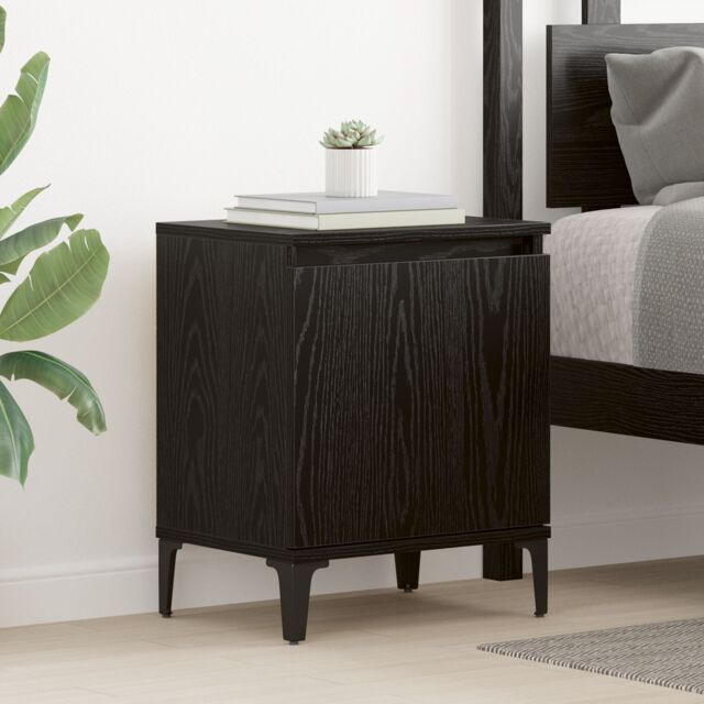 Berkfield Home Black Oak Nightstand Black oak Engineered wood 40 x 30 x 50 cm - image 1