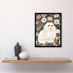 Artery8 Elegant Persian Cat Lover Flower Garden Portrait Framed Wall Art - Size: A4 - thumbnail 4