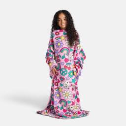 OHS Kids Positive Vibes TV Blanket Coral Fleece Wearable Throw - thumbnail 1
