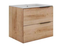 Vente-unique Wall-Hung Bathroom Unit With Inset Basin - Light Natural - 60 Cm in Light Oak - thumbnail 5