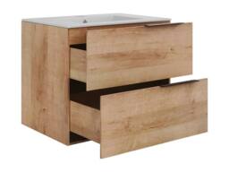 Vente-unique Wall-Hung Bathroom Unit With Inset Basin - Light Natural - 60 Cm in Light Oak - thumbnail 6