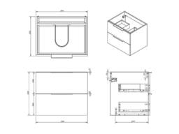 Vente-unique Wall-Hung Bathroom Unit With Inset Basin - Light Natural - 60 Cm in Light Oak - thumbnail 8