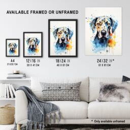 "Artery8 Wall Art Print Great Dane Lovers Gift Watercolour Pet Portrait Painting Artwork Poster - Size: W18"" x H24""" - thumbnail 3